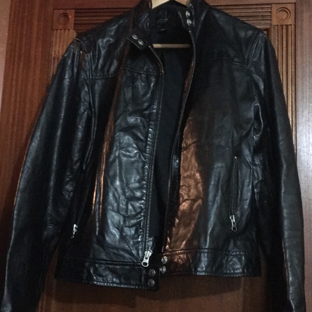 Real leather moto jkt